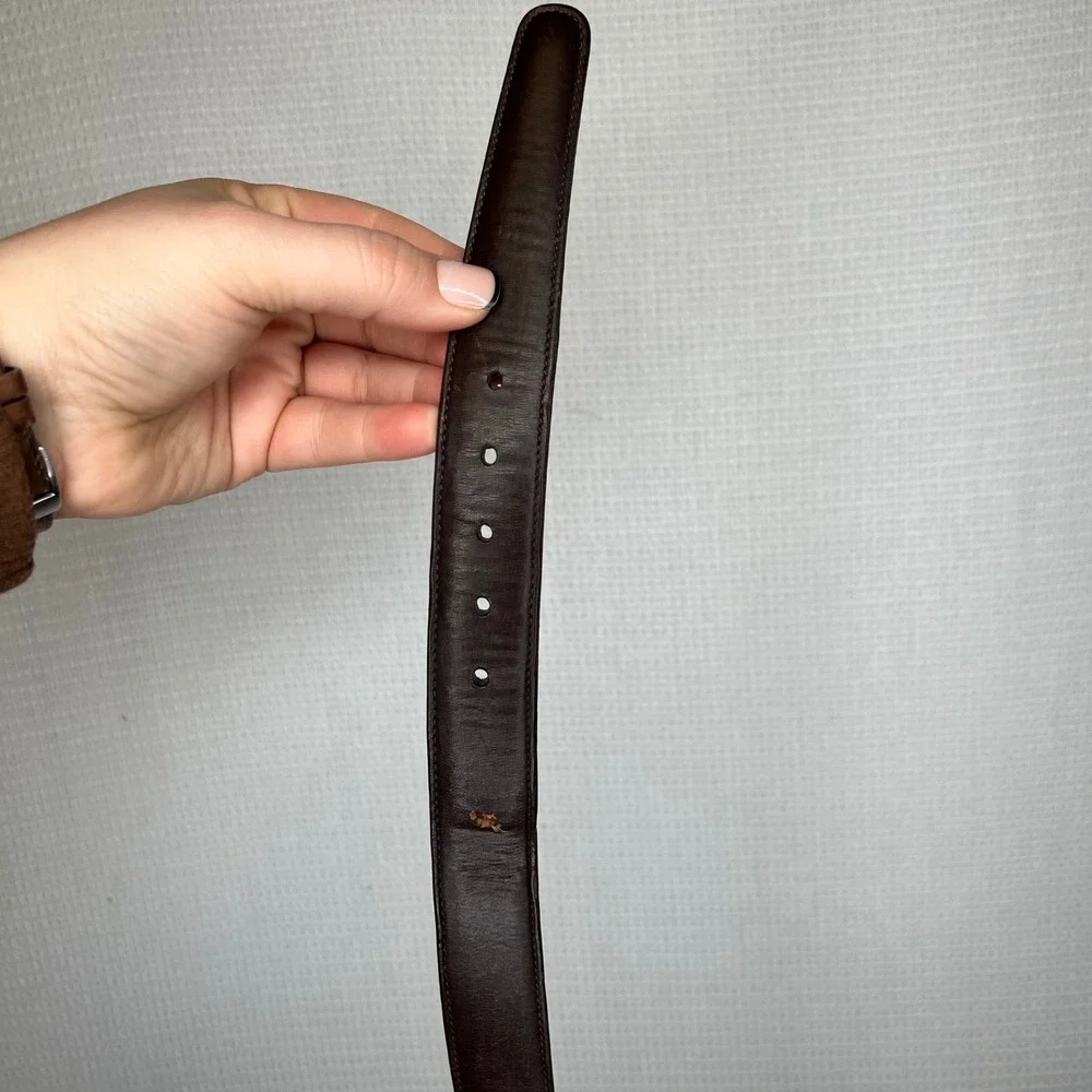 Trafalgar Men's Dark Brown Leather Belt Brass‎ Buckle Size 38